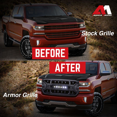 AMERICAN MODIFIED Armor Grille for 16-19 Chevy Silverado 1500, Black (Open Box) - VMInnovations