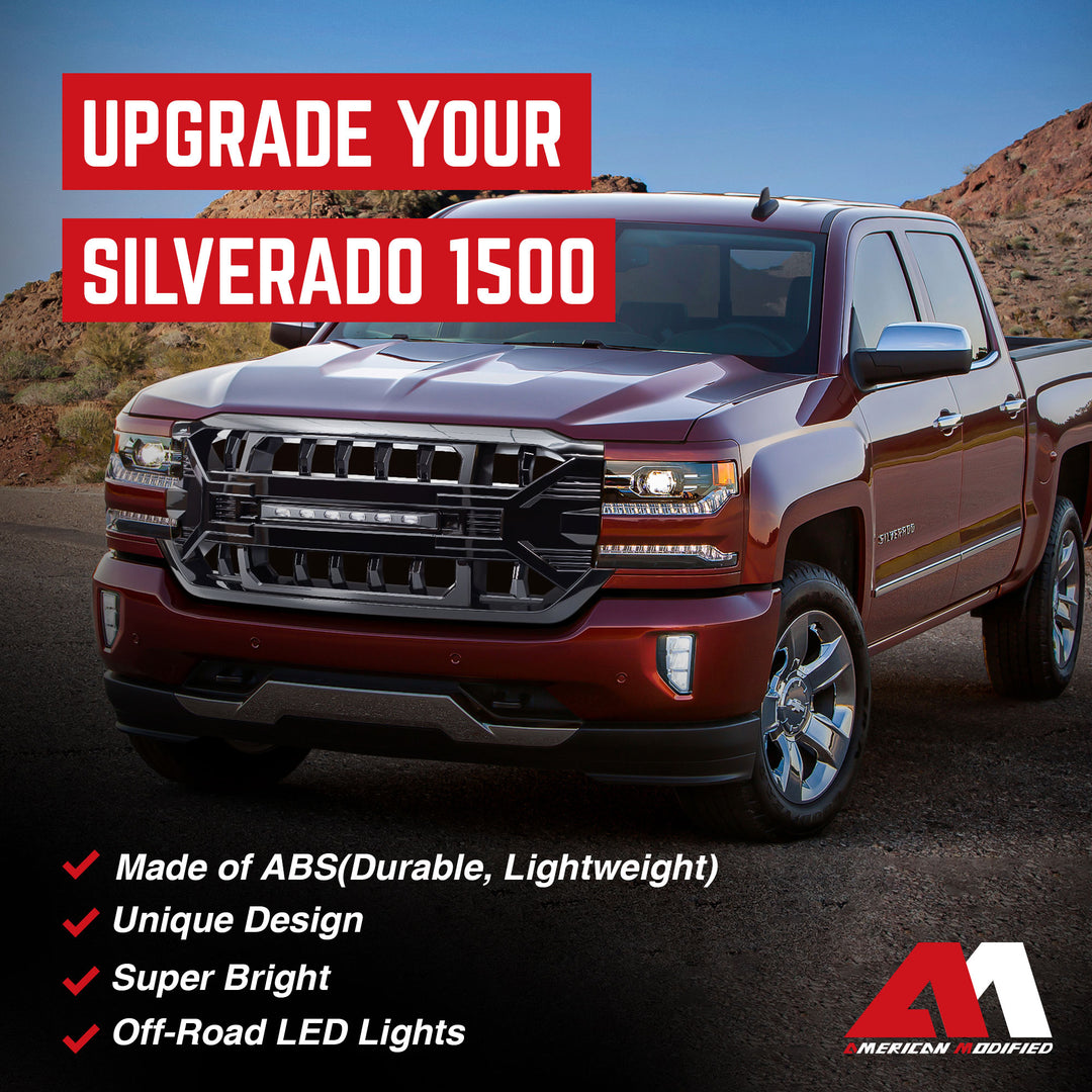 AMERICAN MODIFIED Armor Grille, '16-'19 Chevy Silverado 1500, Glossy Black(Used)