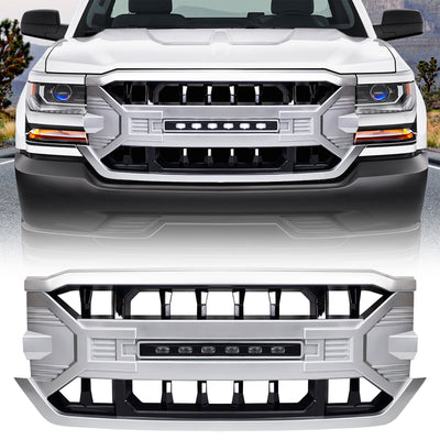 AMERICAN MODIFIED Armor Grille for 2016-2019 Chevrolet Silverado 1500, Silver - VMInnovations