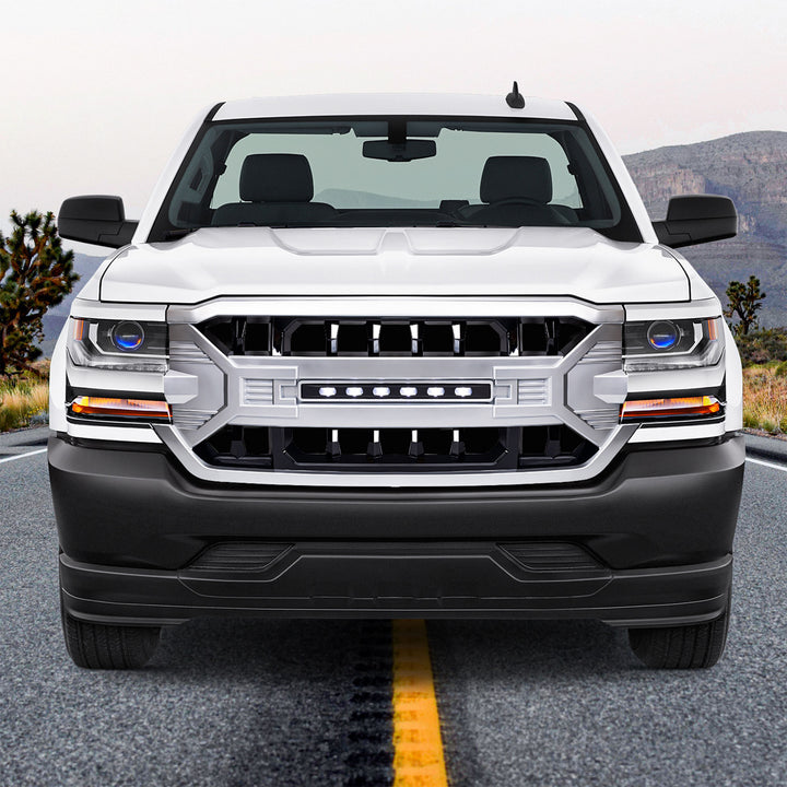 AMERICAN MODIFIED Armor Grille for 16-19 Chevy Silverado 1500, Silver (Open Box)