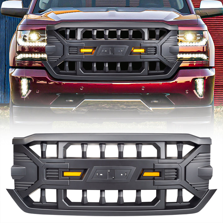 AMERICAN MODIFIED Armor Grille for 2016-2019 Chevy Silverado 1500, Matte Black