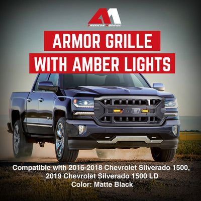 AMERICAN MODIFIED Armor Grille for 16-19 Chevy Silverado 1500, Matte Black(Used) - VMInnovations
