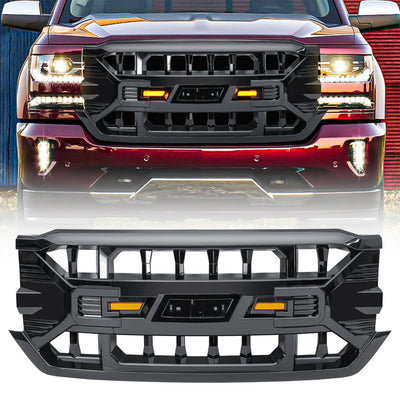 AMERICAN MODIFIED Armor Grille for 2016-2019 Chevy Silverado 1500, Glossy Black - VMInnovations