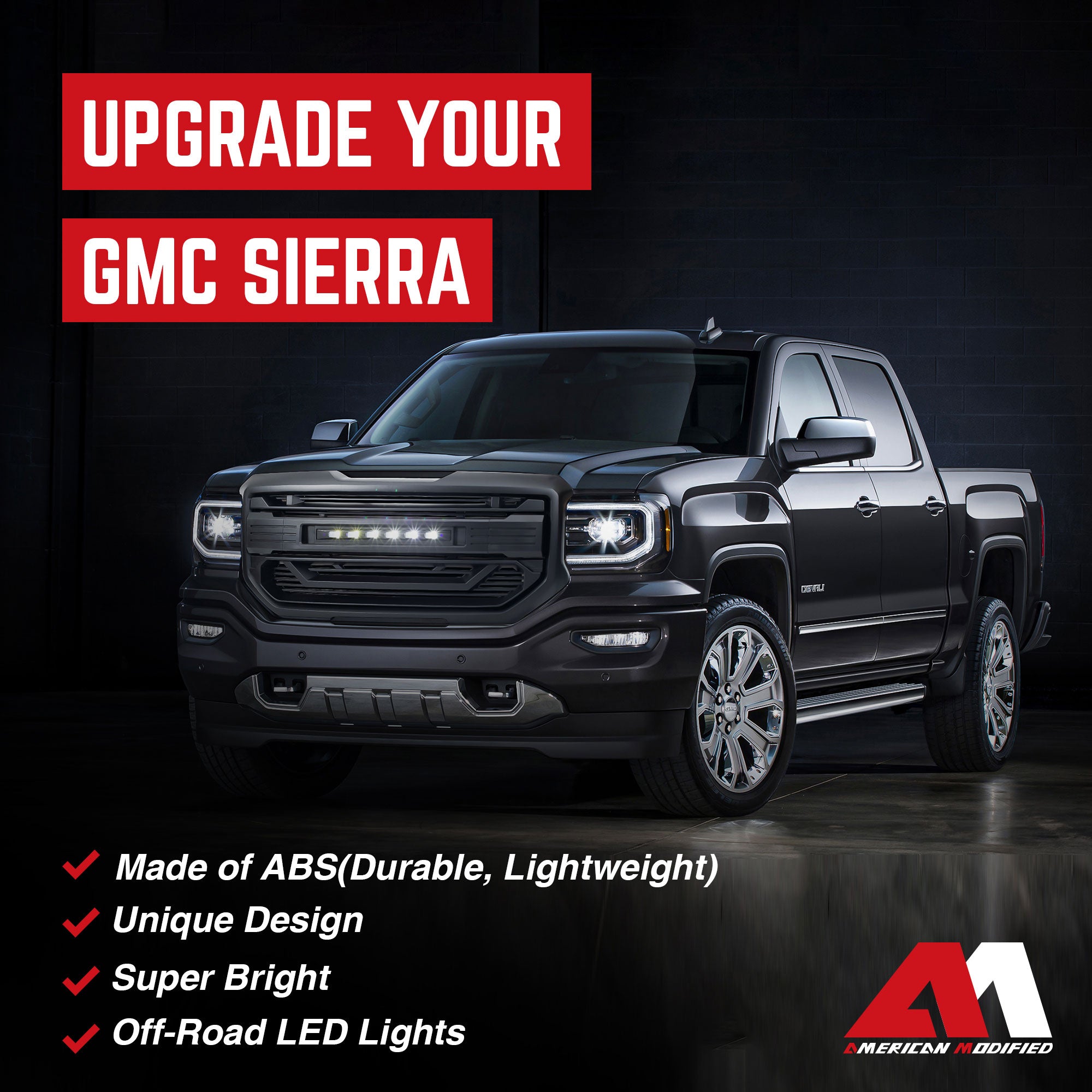 AMERICAN MODIFIED Armor Grille for 2016 to 2018 GMC Sierra 1500 Black (Open Box) - VMInnovations