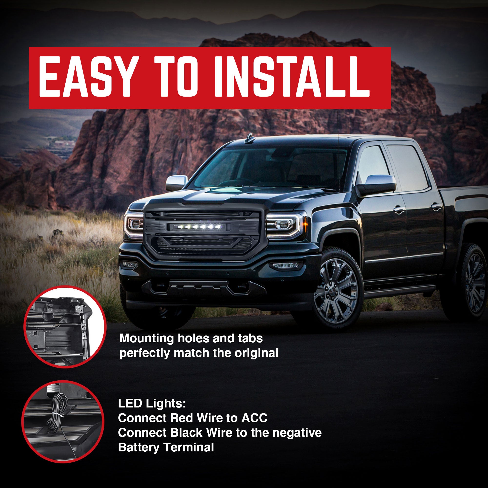 AMERICAN MODIFIED Armor Grille for 2016 to 2018 GMC Sierra 1500 Black (Open Box) - VMInnovations