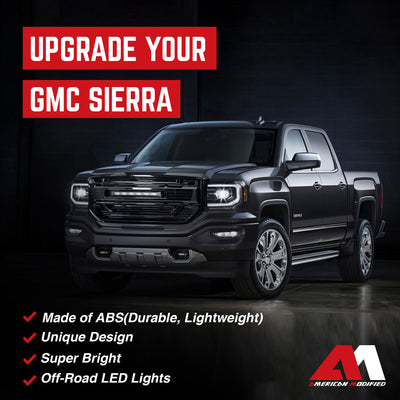 AMERICAN MODIFIED Armor Grille for 2016 to 2018 GMC Sierra 1500, Glossy Black - VMInnovations