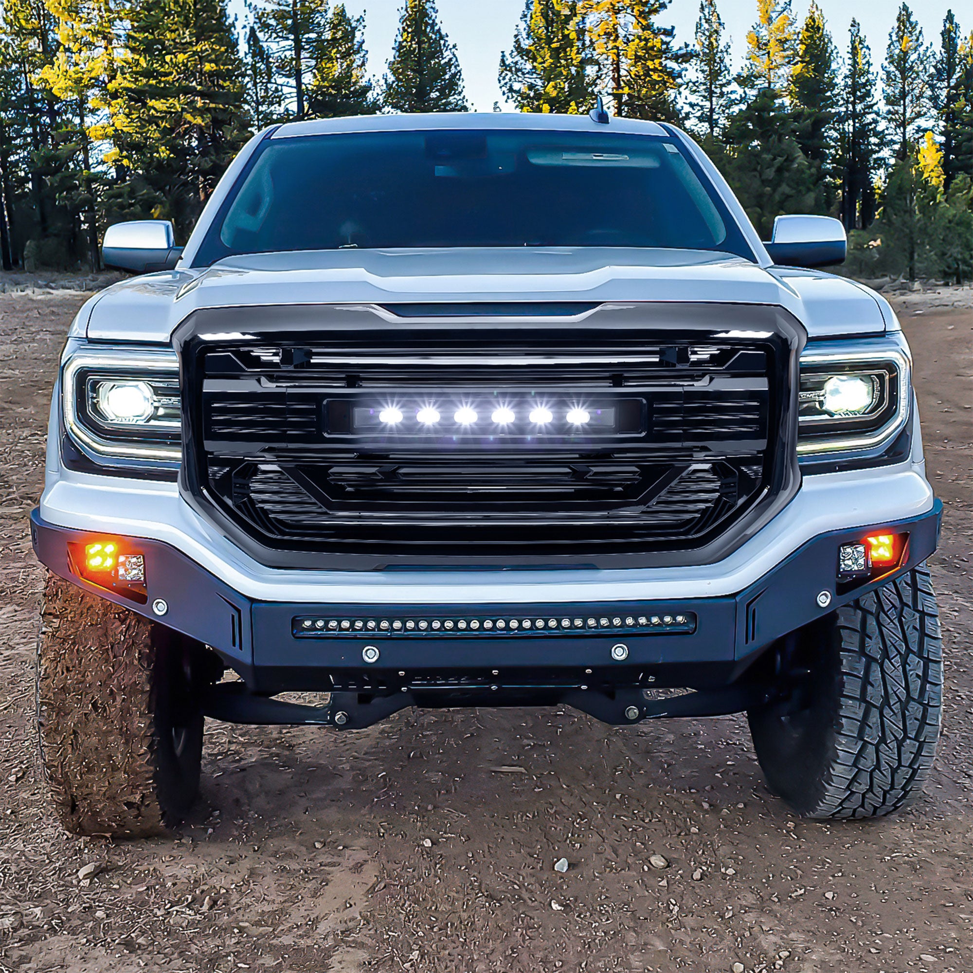 AMERICAN MODIFIED Armor Grille for 2016 to 2018 GMC Sierra 1500, Glossy Black (Open Box) - VMInnovations