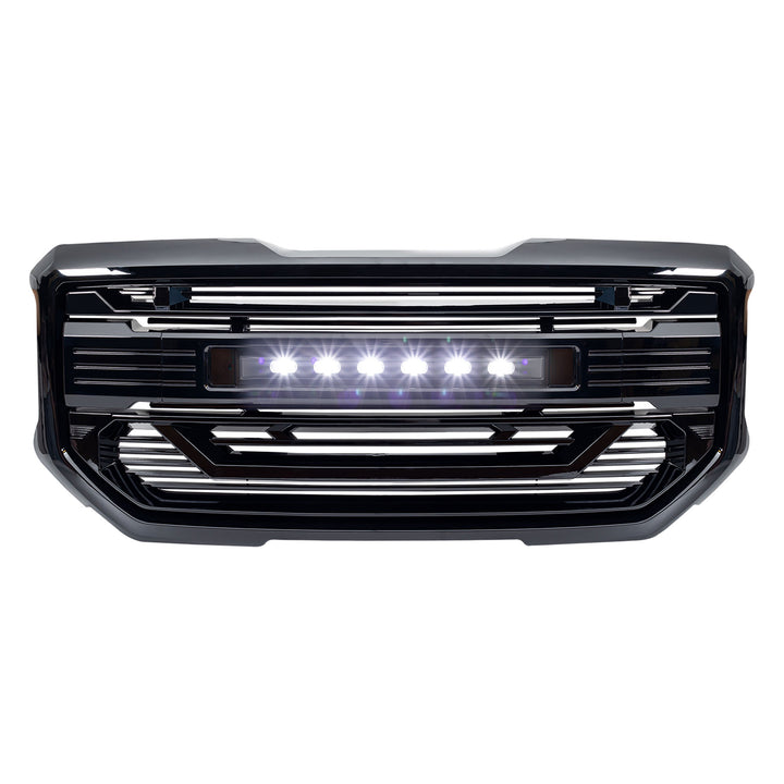 AMERICAN MODIFIED Armor Grille for 2016 to 2018 GMC Sierra 1500, Glossy Black