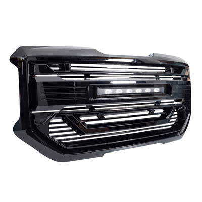 AMERICAN MODIFIED Armor Grille for 2016 to 2018 GMC Sierra 1500, Glossy Black (Open Box) - VMInnovations