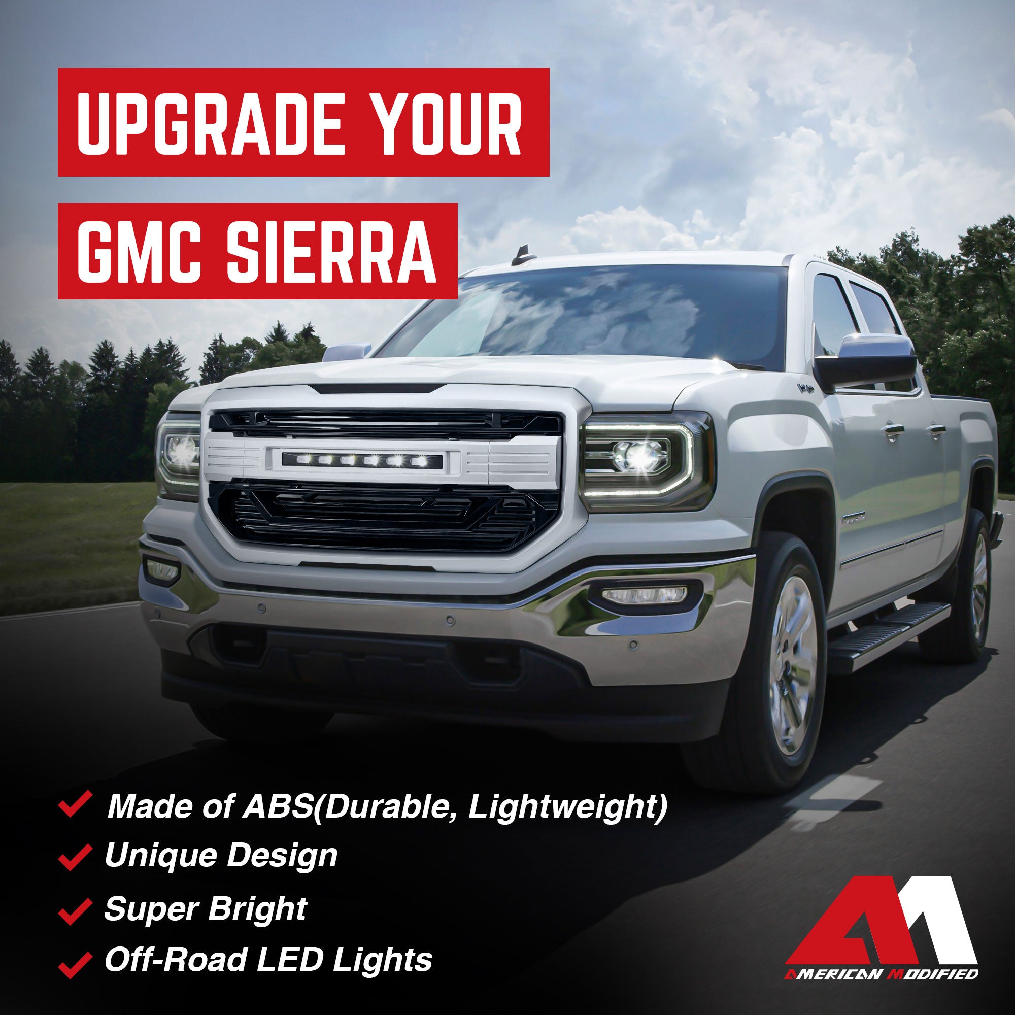 AMERICAN MODIFIED Armor Grille for 2016 to 2018 GMC Sierra 1500 (Open Box) - VMInnovations