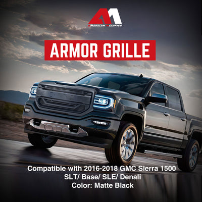 AMERICAN MODIFIED Armor Grille for 16-18 GMC Sierra 1500, Matte Black (Open Box) - VMInnovations
