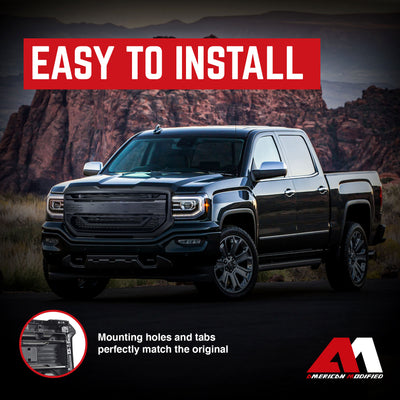 AMERICAN MODIFIED Armor Grille for 16-18 GMC Sierra 1500, Matte Black (Open Box)