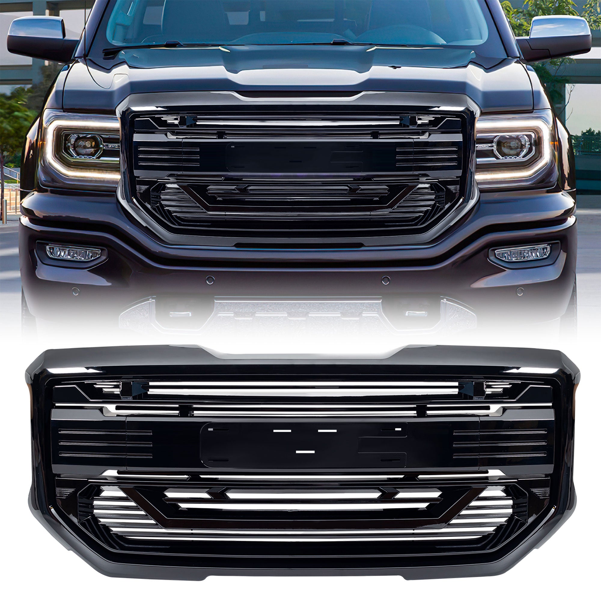 AMERICAN MODIFIED Armor Grille for 2016 to 2018 GMC Sierra 1500, Black(Open Box) - VMInnovations