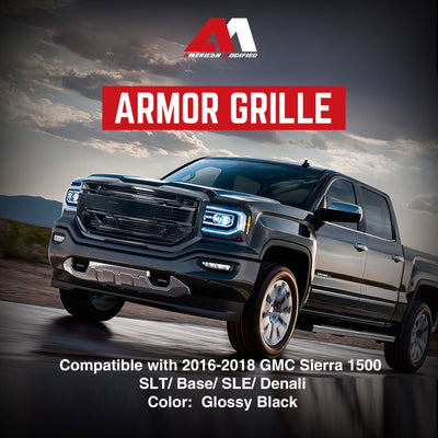 AMERICAN MODIFIED Armor Grille for 2016 to 2018 GMC Sierra 1500, Black(Open Box) - VMInnovations