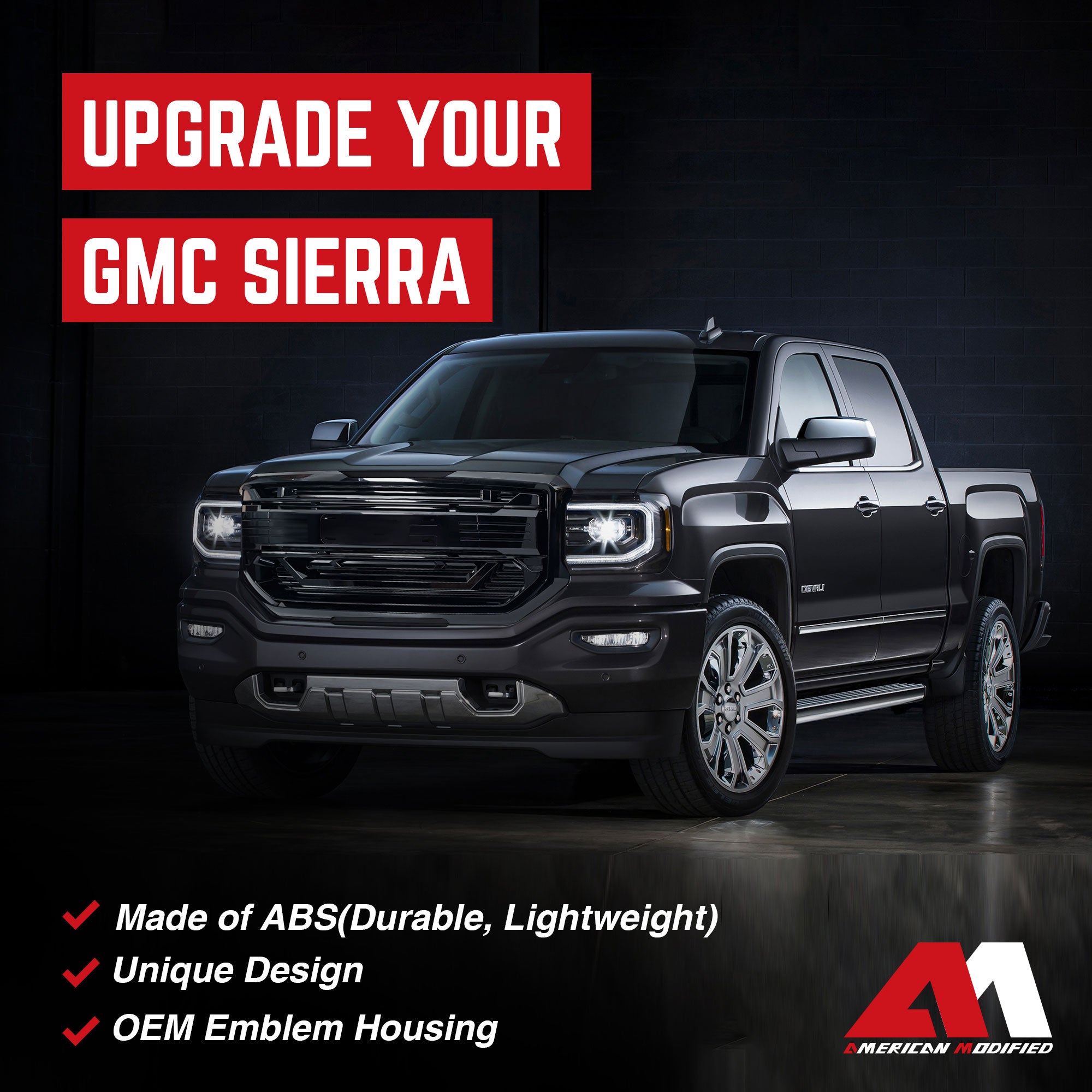 AMERICAN MODIFIED Armor Grille for 2016 to 2018 GMC Sierra 1500, Black(Open Box) - VMInnovations
