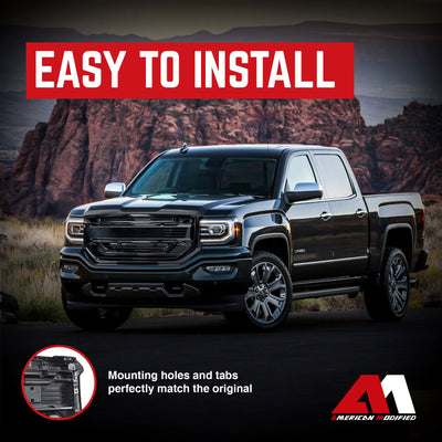 AMERICAN MODIFIED Armor Grille for 2016 to 2018 GMC Sierra 1500, Black(Open Box) - VMInnovations