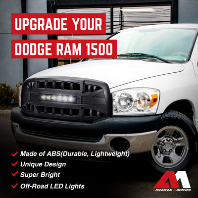 AMERICAN MODIFIED Armor Grille for 06-08 Dodge Ram 1500, Matte Black (For Parts) - VMInnovations