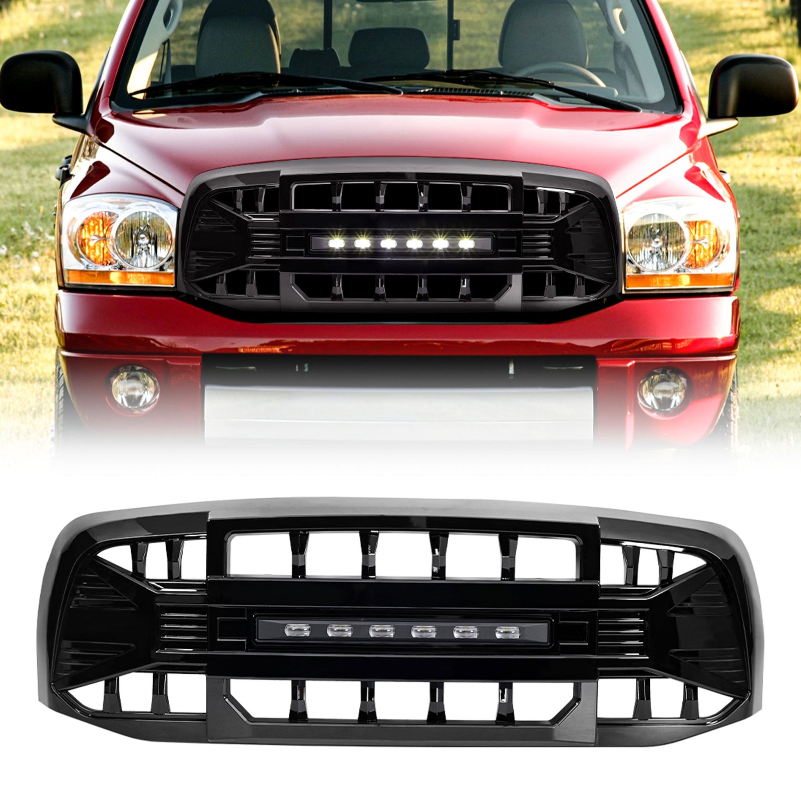 AMERICAN MODIFIED Armor Grille for 06-08 Dodge Ram 1500, Glossy Black (Open Box) - VMInnovations