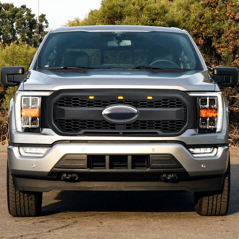 AMERICAN MODIFIED Raptor Style Mesh Grill for 2021-2023 Ford F150, Matte Black