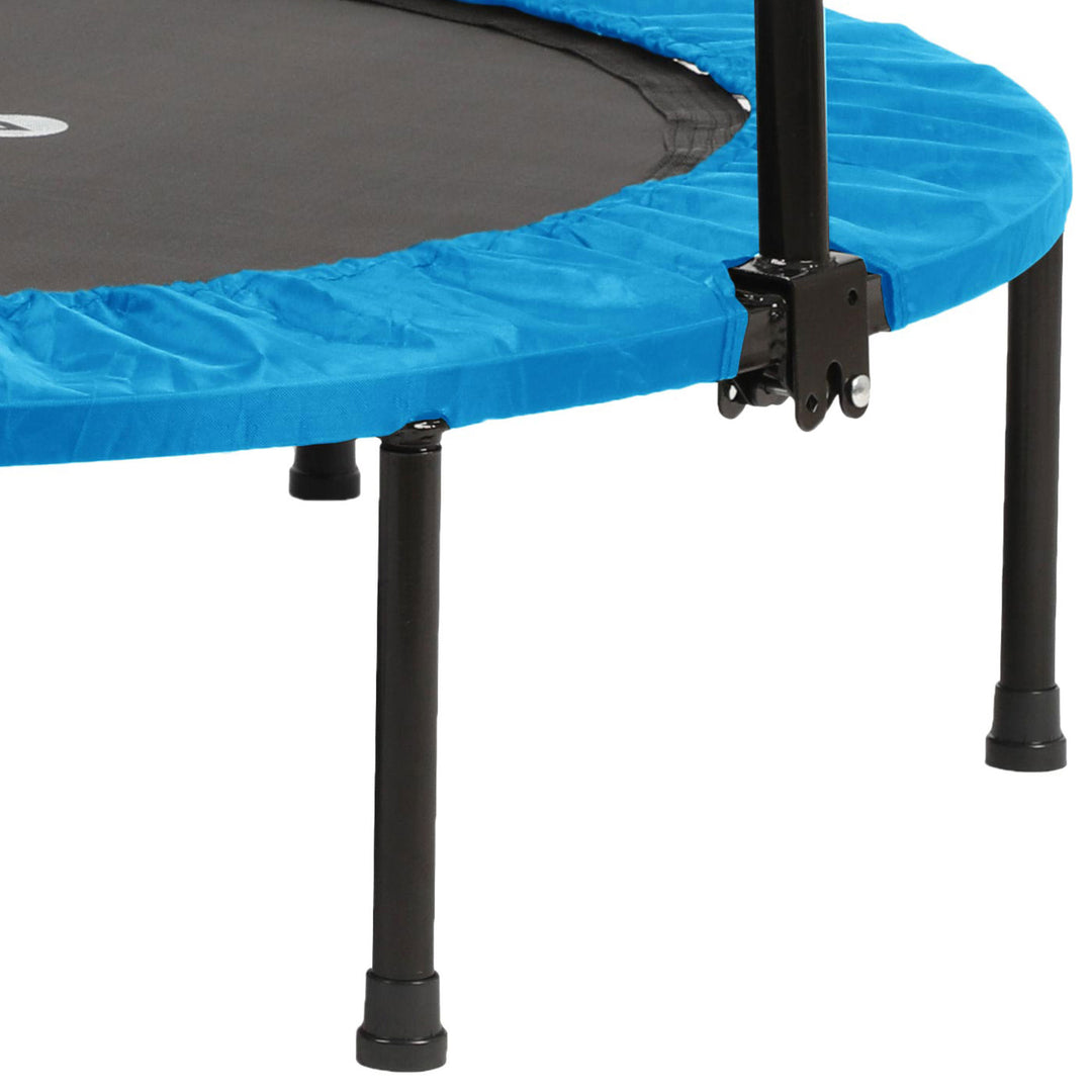 HolaHatha 48 Inch Foldable Mini Fitness Trampoline with Adjustable Handle, Blue