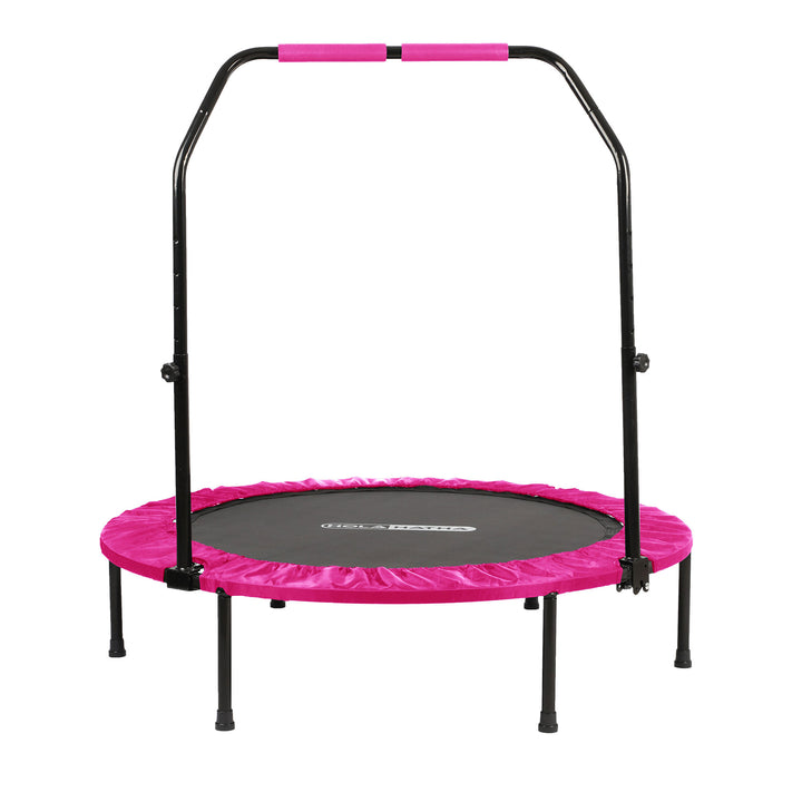 HolaHatha 48 Inch Foldable Mini Fitness Trampoline with Adjustable Handle, Pink