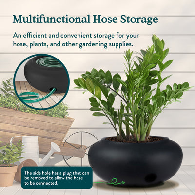 The HC Companies 21" Hose Planter Pot for Patio, Garden & Lawn, Black (Used) - VMInnovations