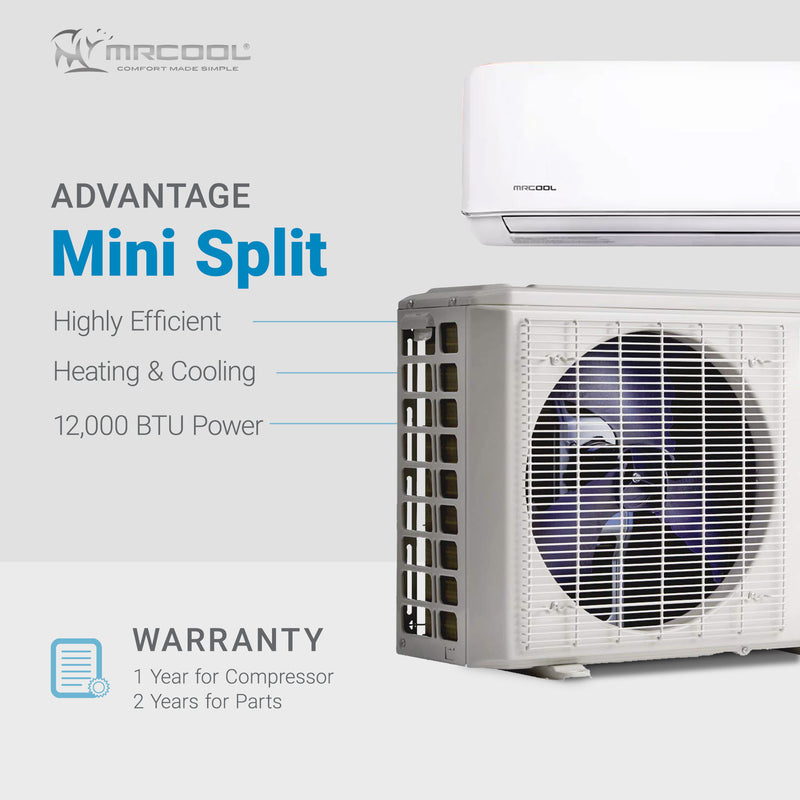 MRCOOL Advantage 12,000 BTU Ductless Inverter Wall Mount Heat Pump System, White