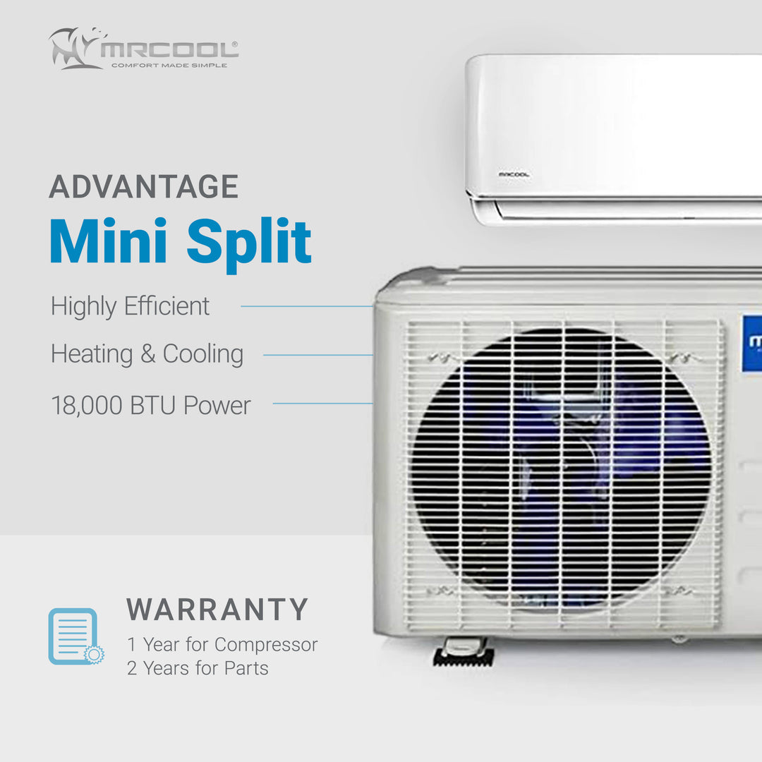 MRCOOL Advantage 18,000 BTU Ductless Inverter Wall Mount Heat Pump System, White