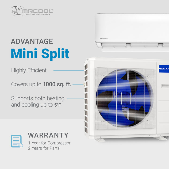 MRCOOL Advantage 24,000 BTU Ductless Inverter Wall Mount Heat Pump System, White - VMInnovations