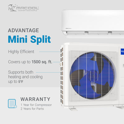 MRCOOL Advantage 36,000 BTU Ductless Inverter Wall Mount Heat Pump System, White - VMInnovations
