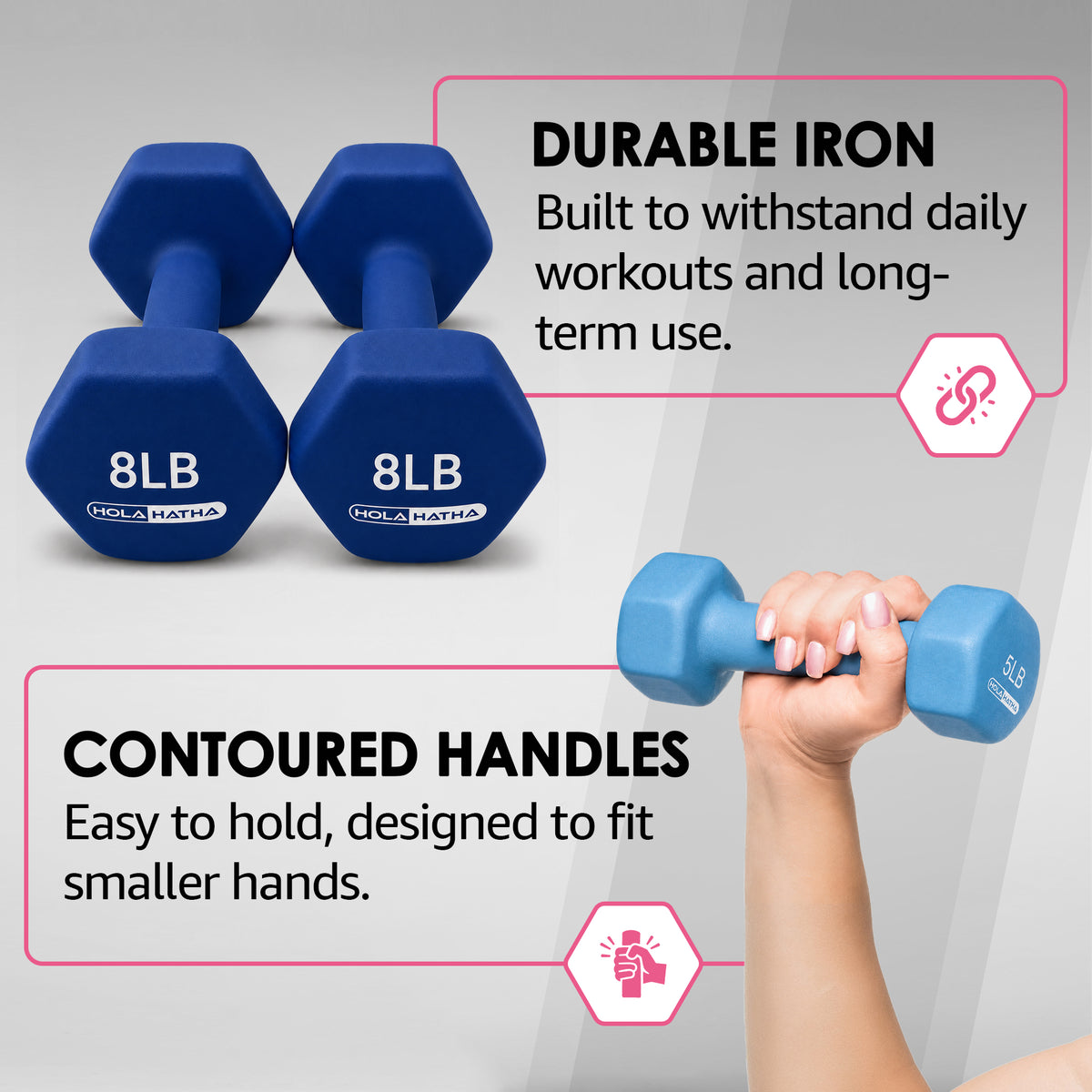 HolaHatha 146 Pound Neoprene Dumbbell Full Body Weight Set with Storage Rack - VMInnovations