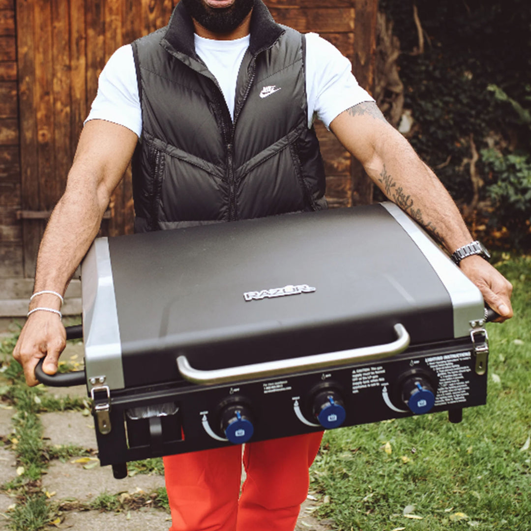 Razor Stainless Steel 3 Burner Griddle w/Portable Cart and Side Shelf (Open Box)