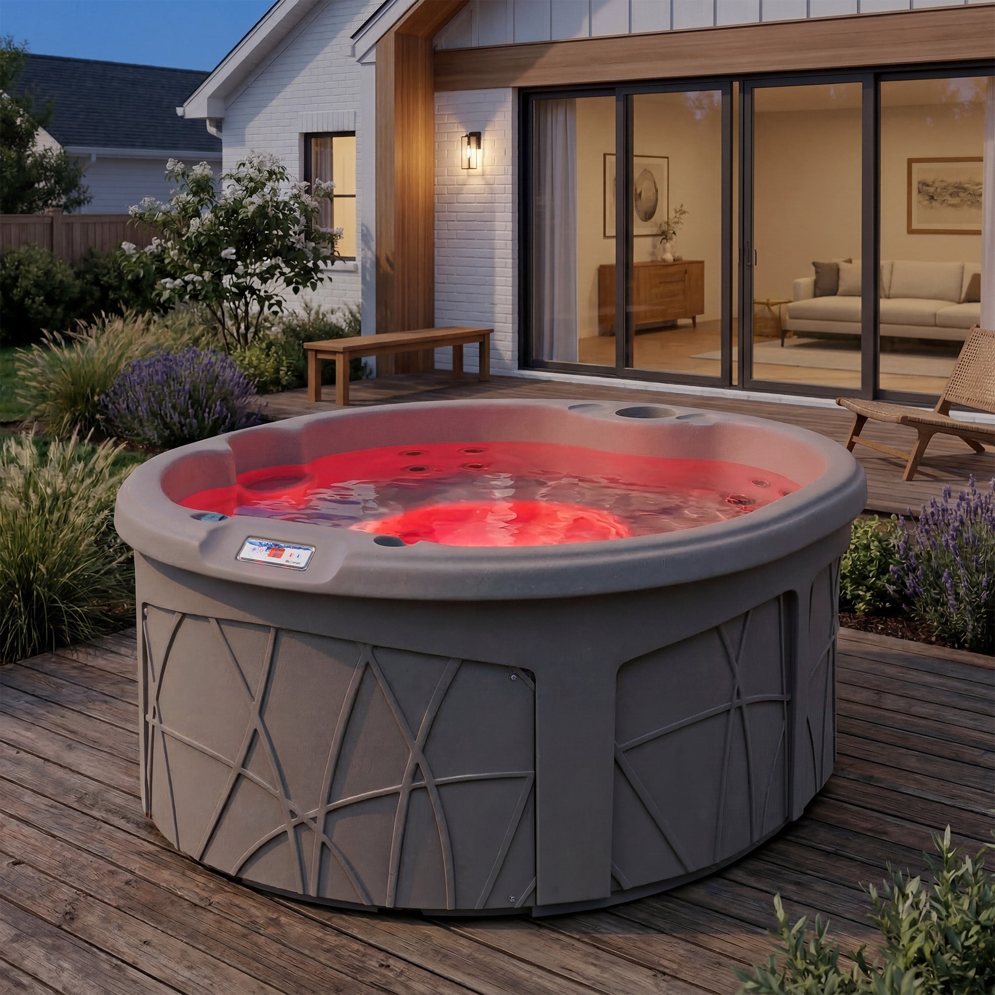LifeSmart Key Largo Hot Tub Spa with 110 Volt Plug and Play and LED Light, Sand