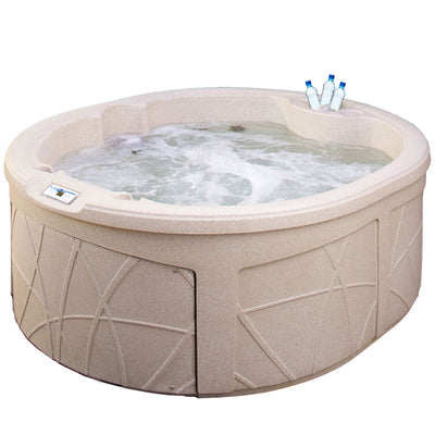 LifeSmart Largo Hot Tub Spa w/110 Volt Plug and Play & LED Light, Sand(Open Box) - VMInnovations