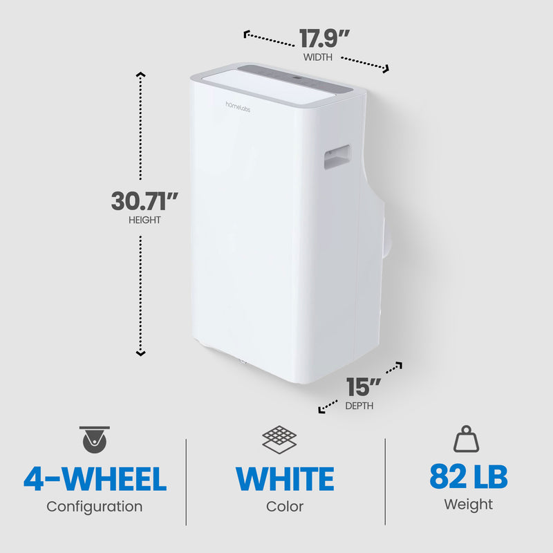 hOmeLabs 12,000 BTU Portable Air Conditioner with Washable Filter and Controller