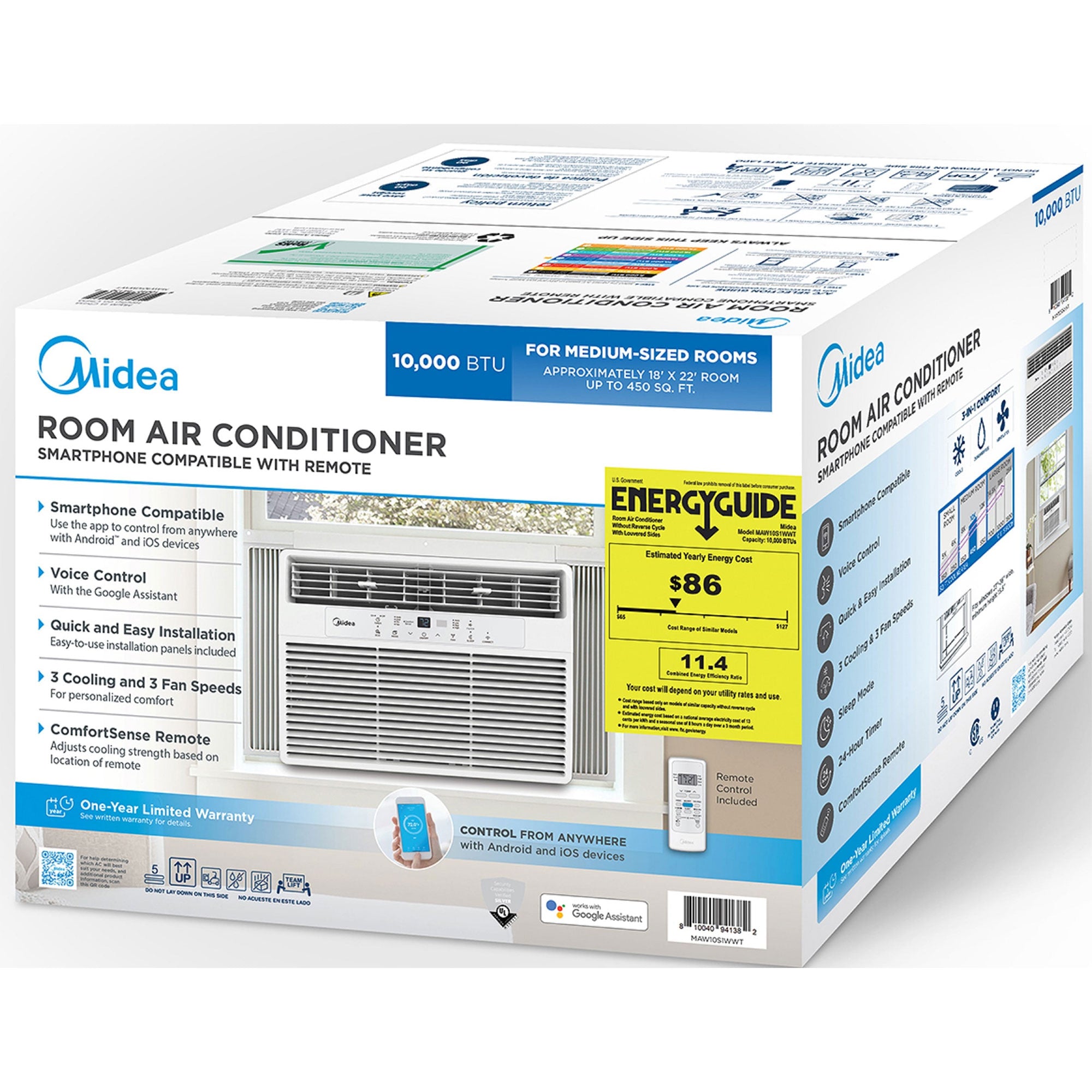 Midea 10,000 BTU ComfortSense Smart Window Air Conditioner Cools up to 450 Sq Ft - VMInnovations