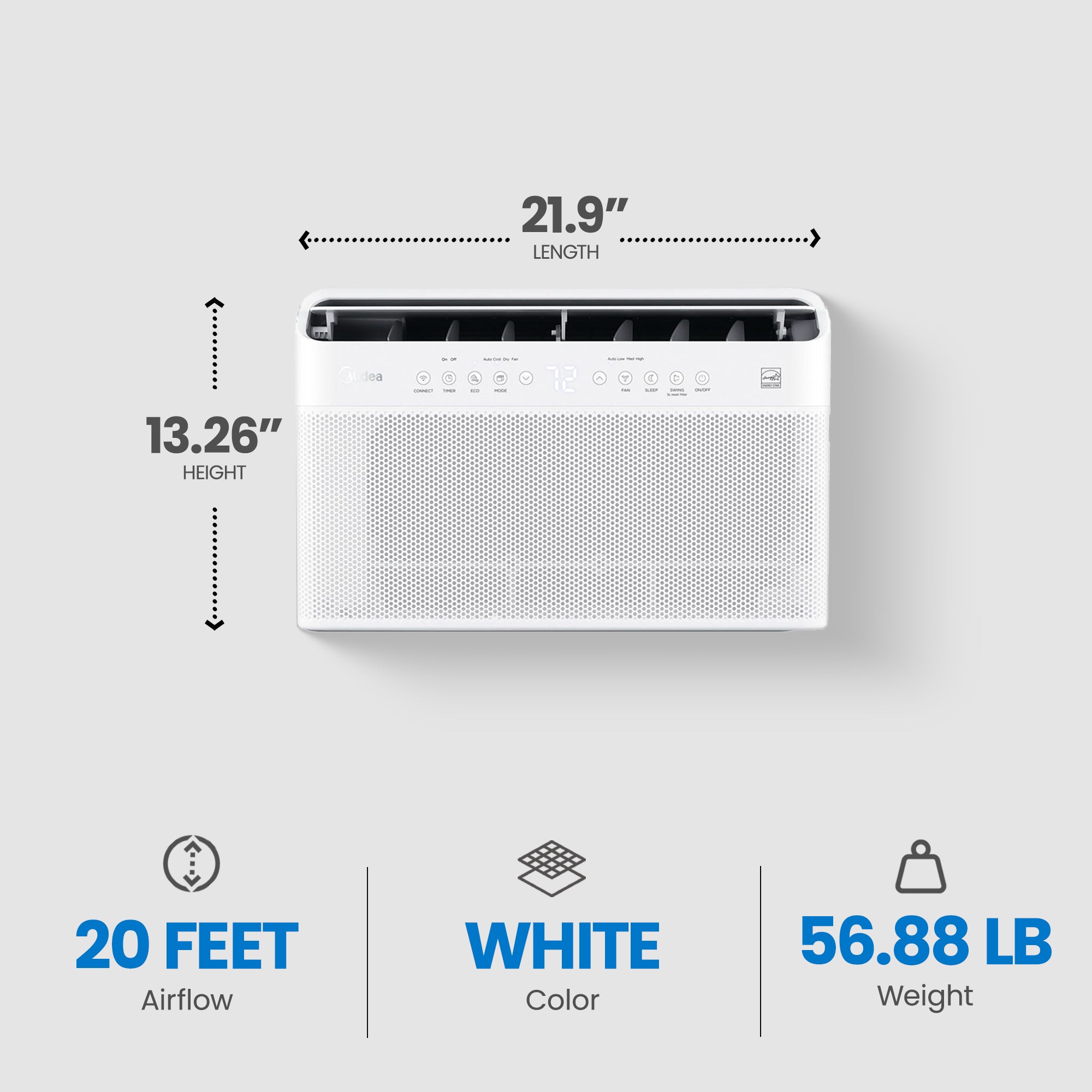 Midea 10,000 BTU U Shaped Window Air Conditioner Cools 450 Sq Ft (Open Box)