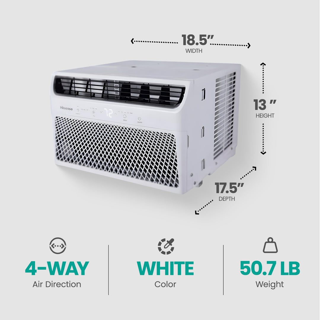 Hisense 450 Sq ft Window Air Conditioner w/Remote, 3 Modes & 4 Way Air Direction