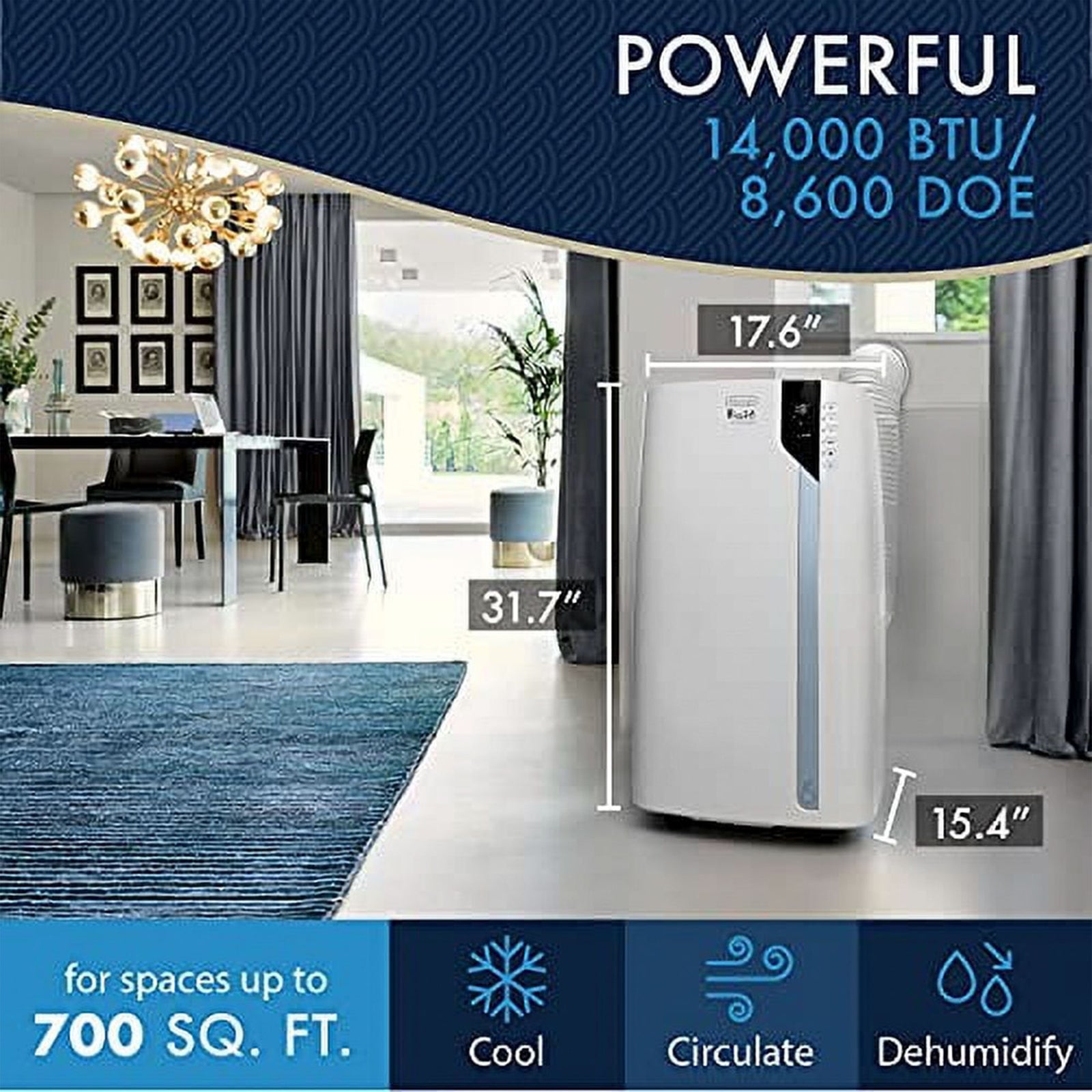 DeLonghi Pinguino 8600 BTU Portable Air Conditioner with with UV-C Technology - VMInnovations