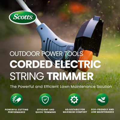 Scotts Outdoor Power Tools Corded Electric String Trimmer with Telescopic Pole