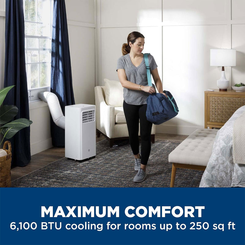 GE 6,100 BTU Portable Air Conditioner with Dehumidifier and Fan for Small Rooms