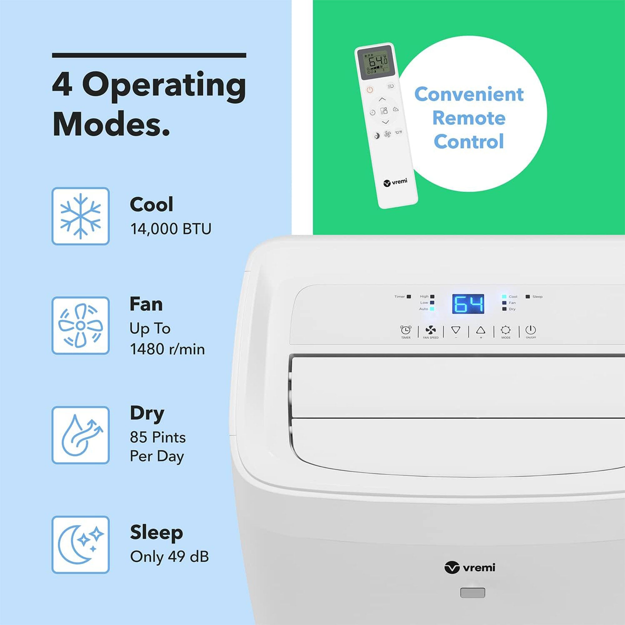 Vremi 10,000 BTU Portable Air Conditioner with Powerful Cooling Fan(Damaged) - VMInnovations
