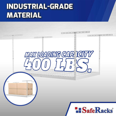 SafeRacks 3' x 6' Overhead Garage Storage Rack Holds 400 lbs, White (Open Box) - VMInnovations