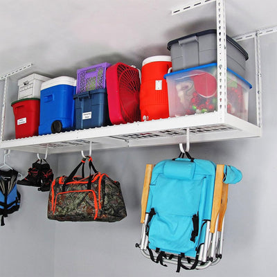 SafeRacks 2' x 8' Overhead Garage Storage Rack Holds Up to 400 Pounds, White