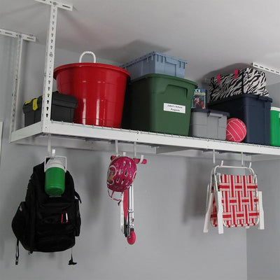 SafeRacks 2' x 8' Overhead Garage Storage Rack Holds Up to 400 Pounds, White