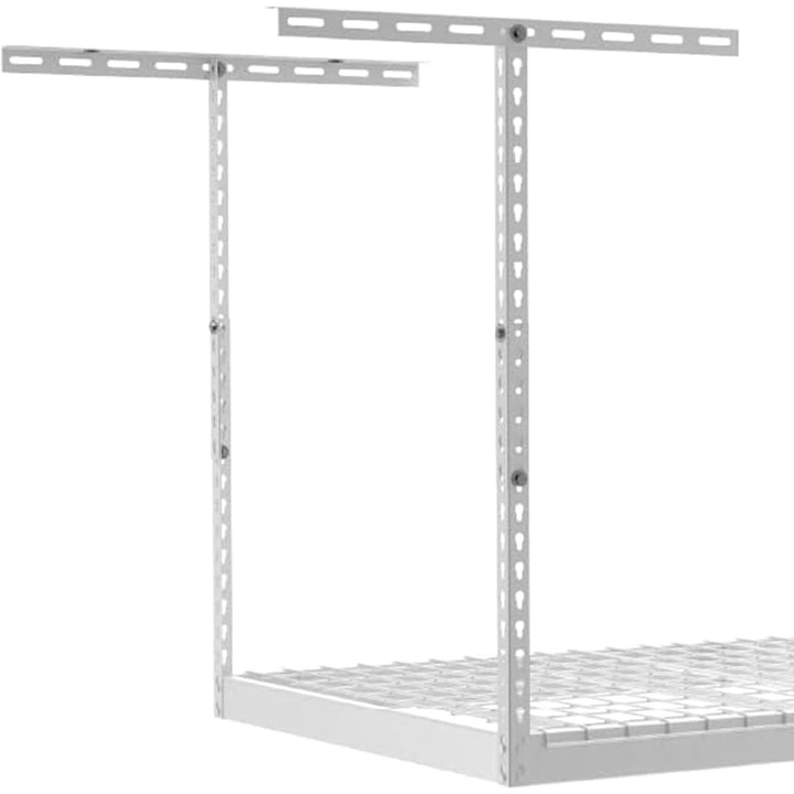 SafeRacks 2' x 8' Overhead Garage Storage Rack Holds Up to 400 lbs, White (Used)