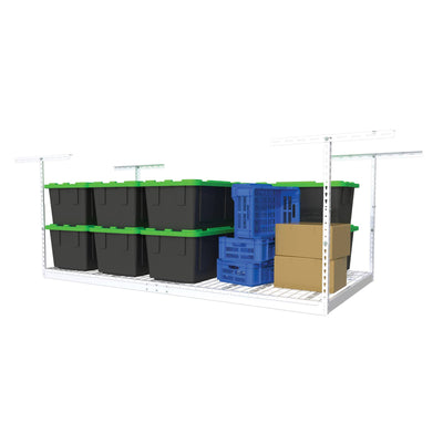 MonsterRax 4' x 6' Overhead Garage Storage Rack Holds Up to 500 Pounds, White - VMInnovations