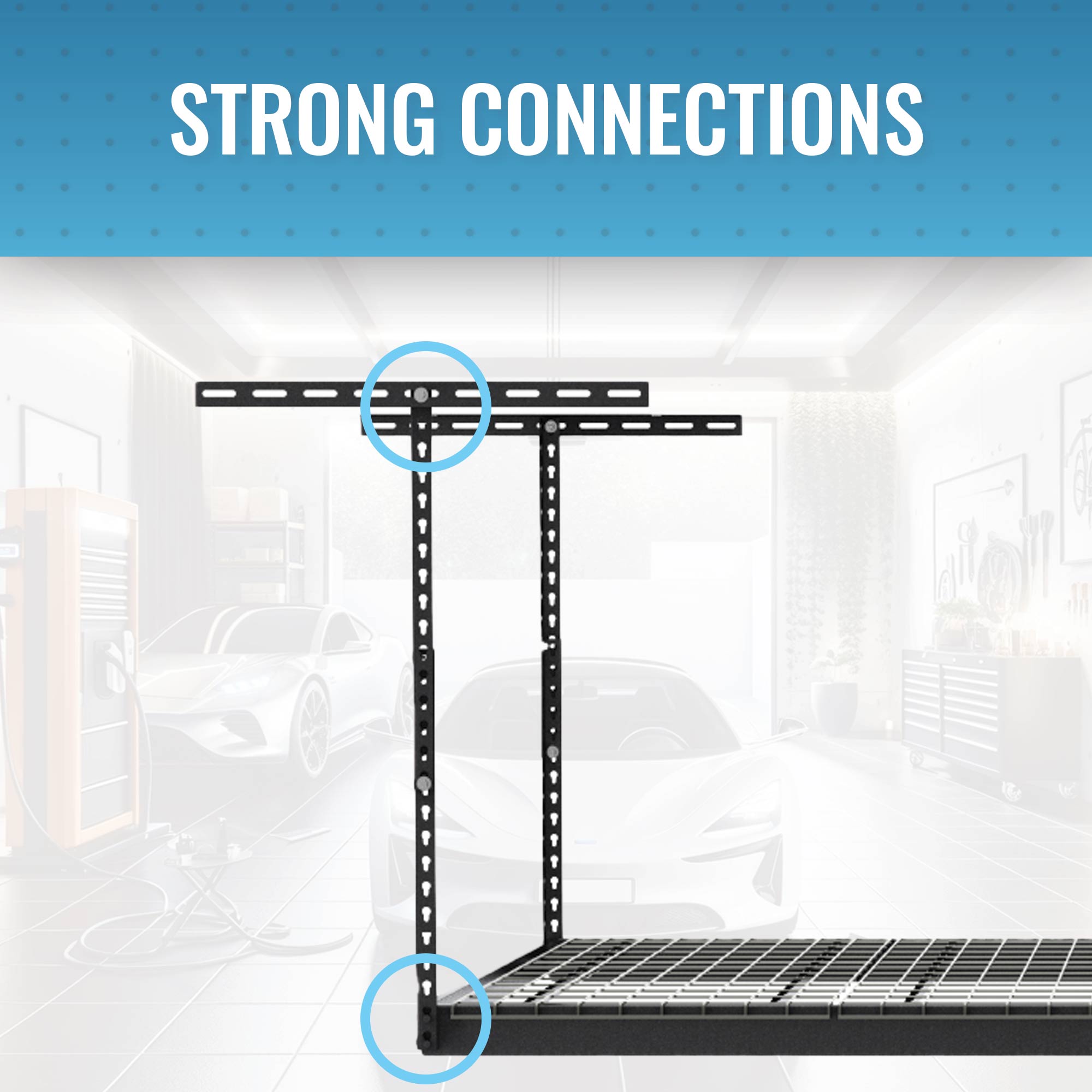 MonsterRax 4'x8' Overhead Storage Rack Holds Up to 500 Pounds, Hammertone (Used) - VMInnovations