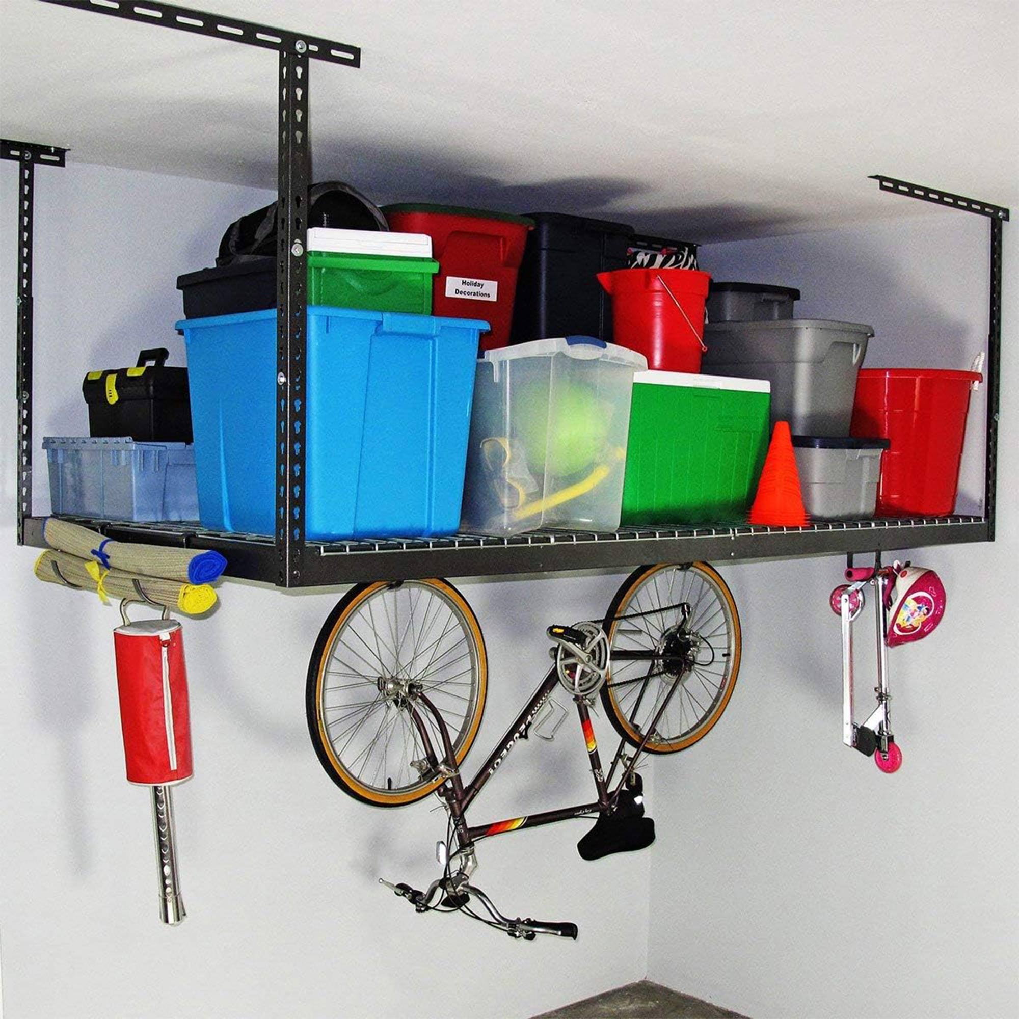 MonsterRax 4'x8' Overhead Garage Storage Rack Holds Up to 500 Pounds, Hammertone - VMInnovations
