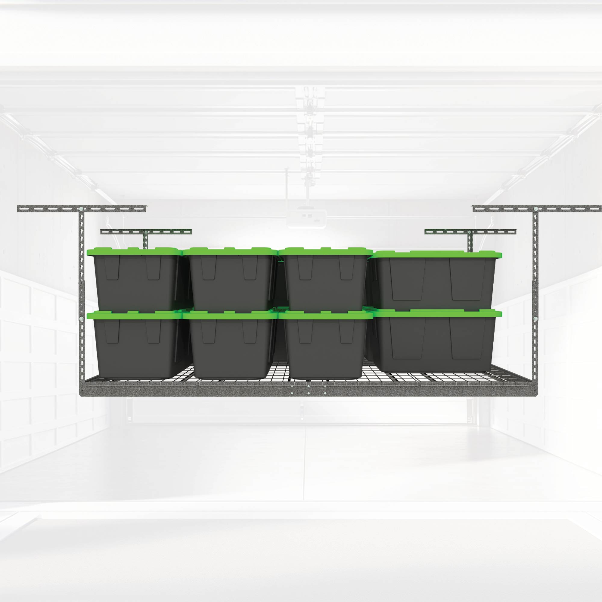 MonsterRax 4'x8' Overhead Garage Storage Rack Holds Up to 500 Pounds, Hammertone - VMInnovations